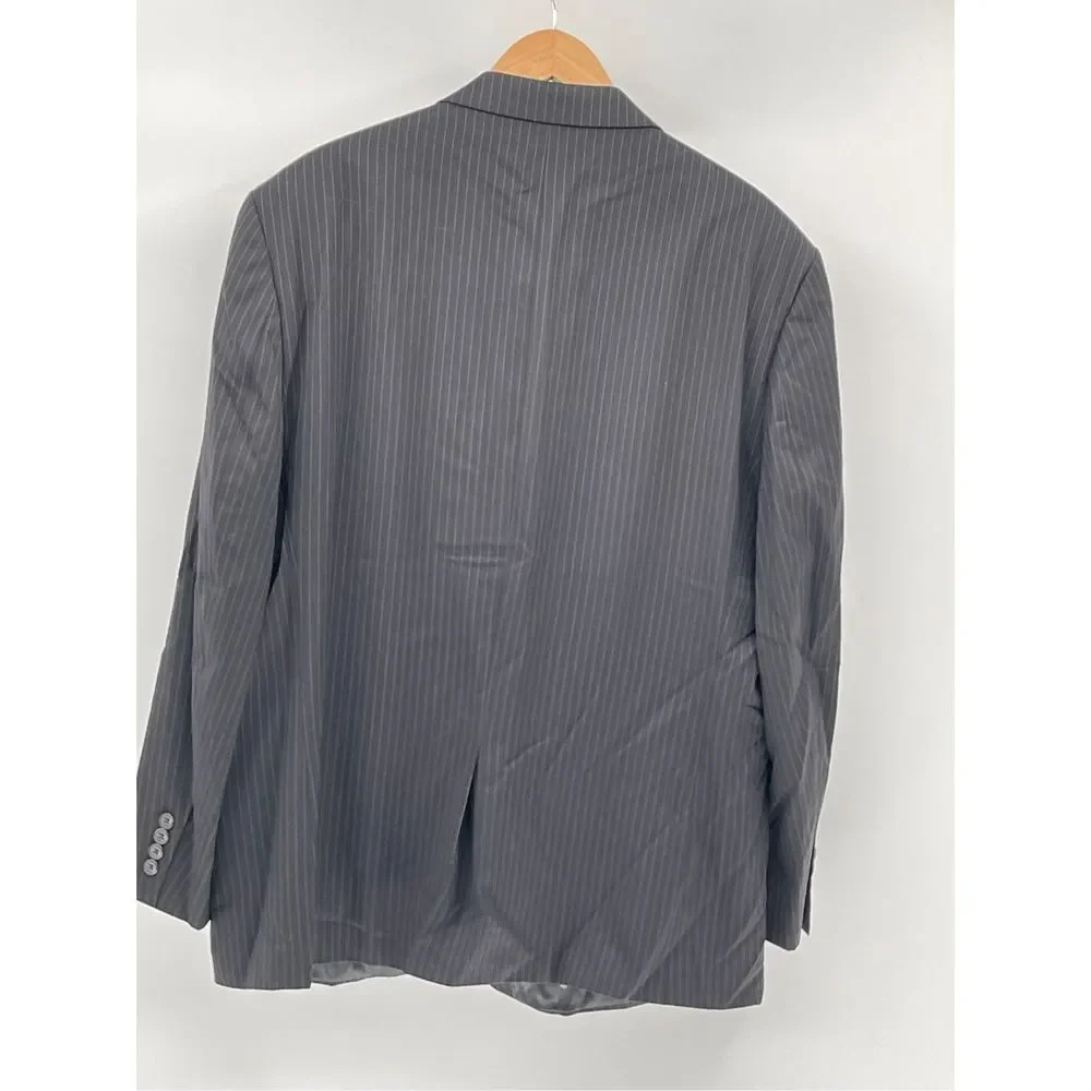 Lauren Ralph Lauren Blazer Sport‎ Coat Suit Jacket Men 52 R Black Striped Wool